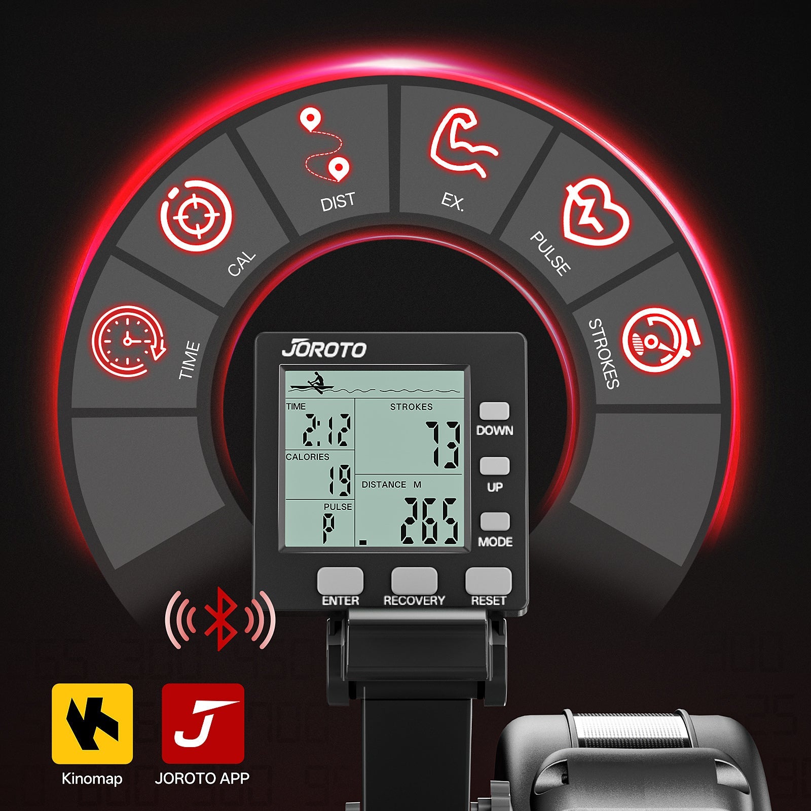 JOROTO MR56 Air Resistance Rower with LCD & Bluetooth