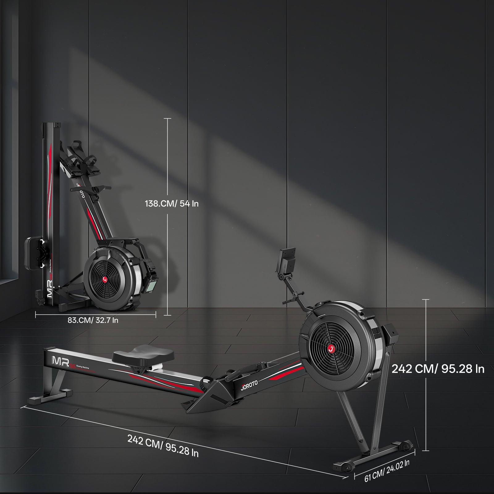 JOROTO MR56 Air Resistance Rower with LCD & Bluetooth