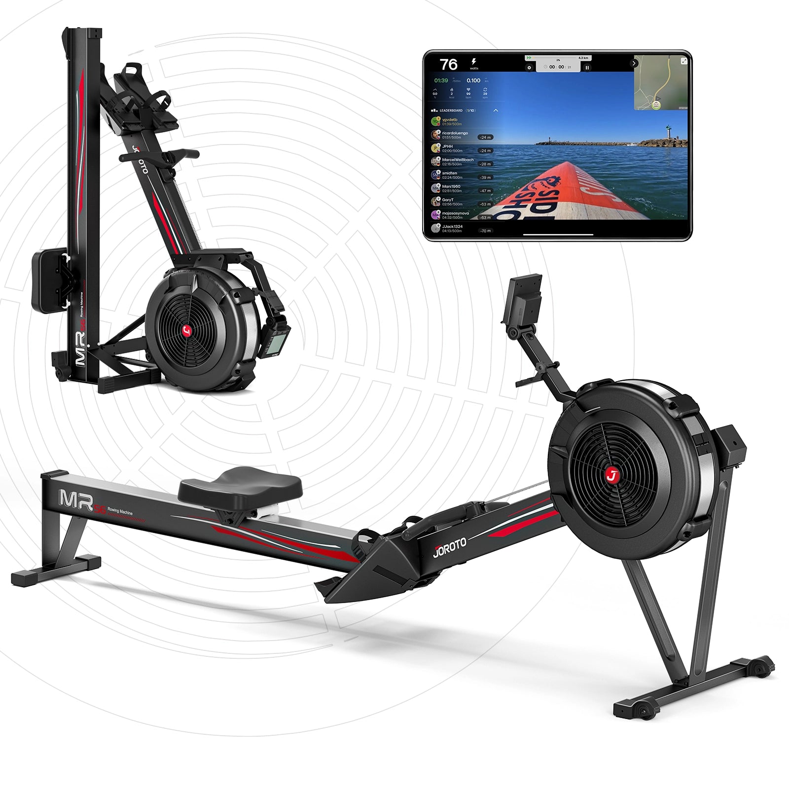 JOROTO MR56 Air Resistance Rower with LCD & Bluetooth