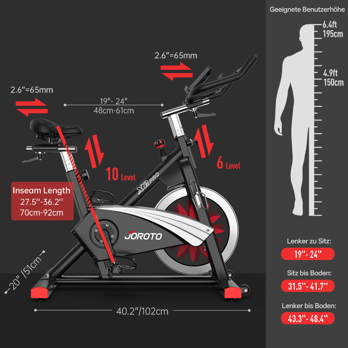JOROTO X2PRO Bluetooth Exercise Bike